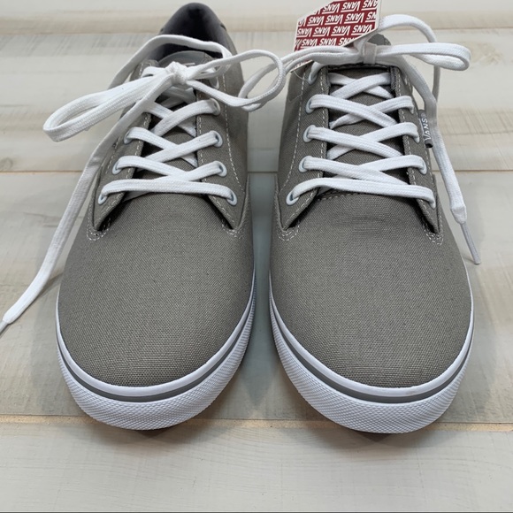 Vans Grey Canvas Sneakers White Laces Size 9 - Picture 6 of 7